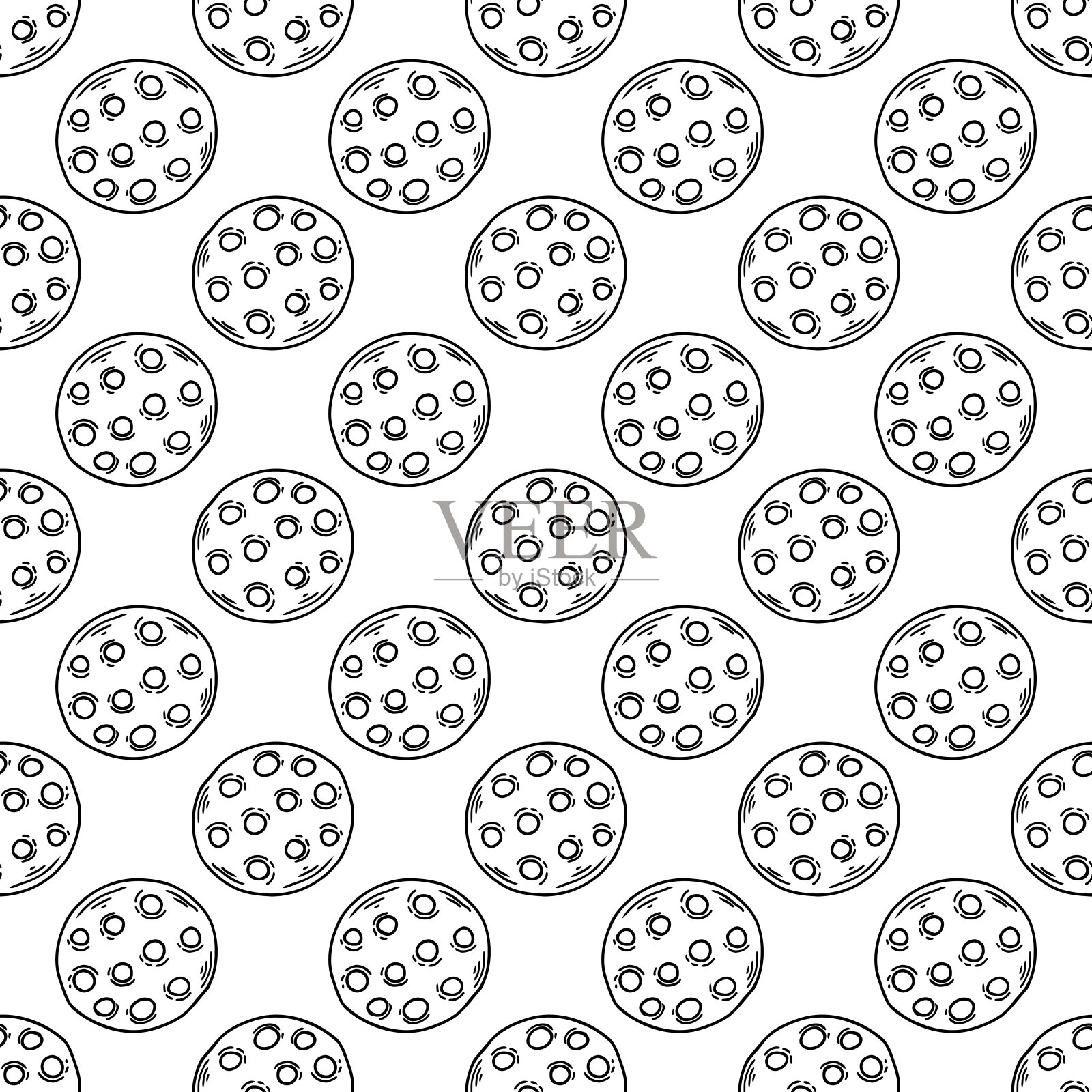 匹克球球黑色轮廓无缝图案插画图片素材