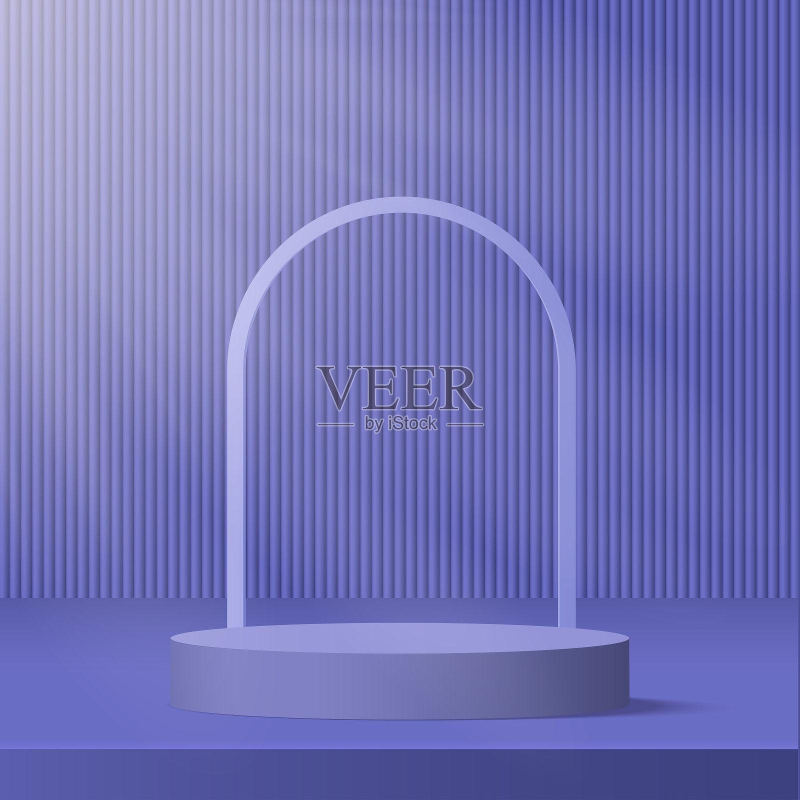 带聚光灯的蓝色讲台或基座。向量插画图片素材