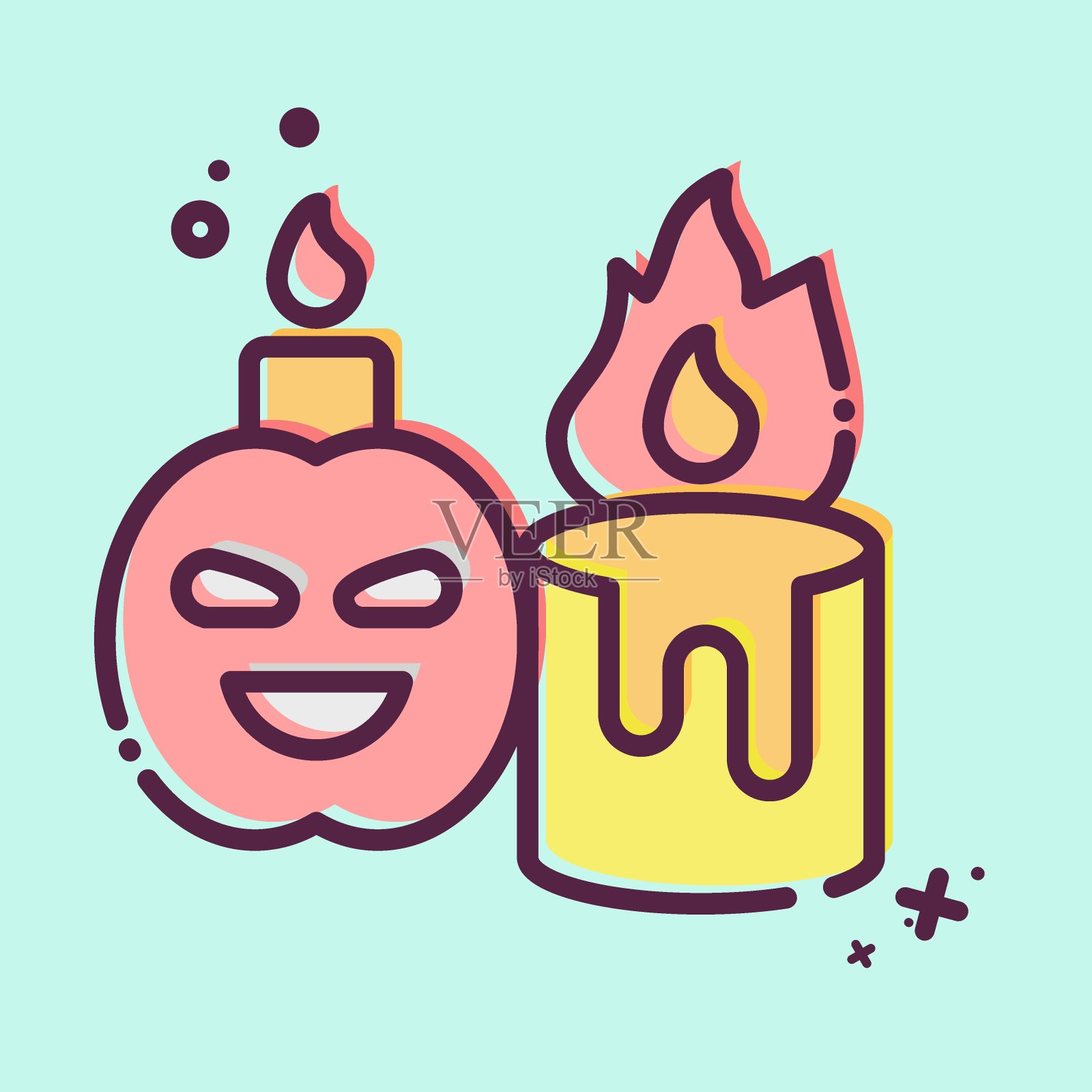 图标的蜡烛。与万圣节的象征有关。MBE风格。简单的设计说明插画图片素材