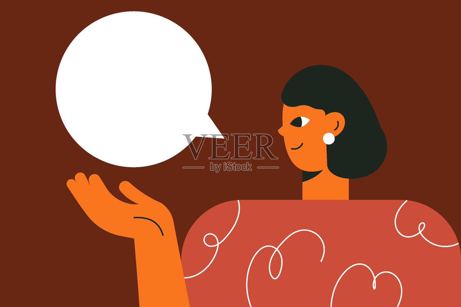 一个说话空洞的女人插画图片素材