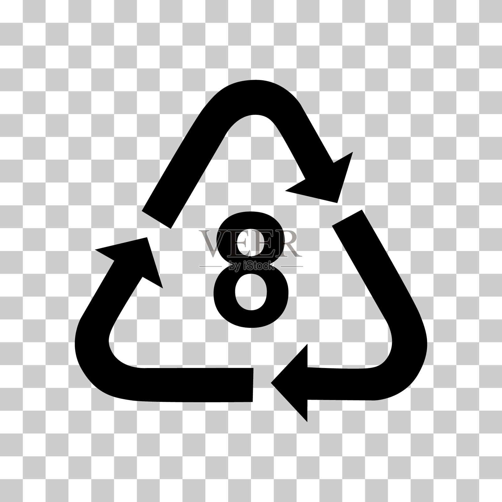 塑料标志,生态回收标志隔离在白色背景上。包装废物图标插画图片素材