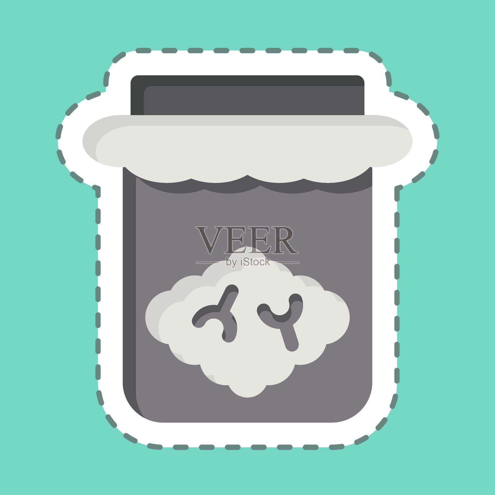 贴纸线剪脑罐。与万圣节的象征有关。简单的设计说明插画图片素材