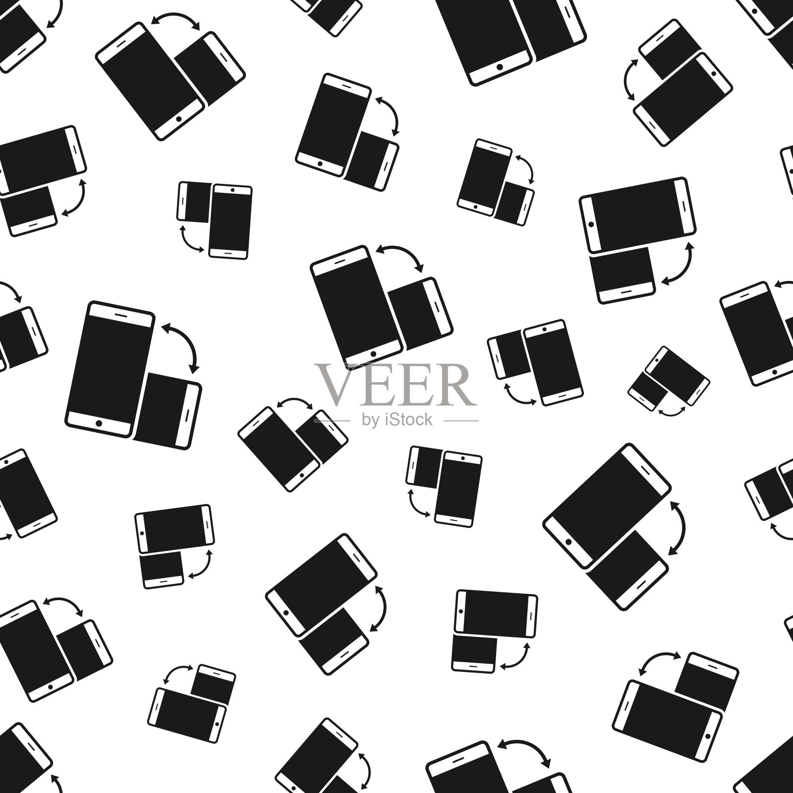 智能手机旋转。无缝模式。白色背景的图标插画图片素材