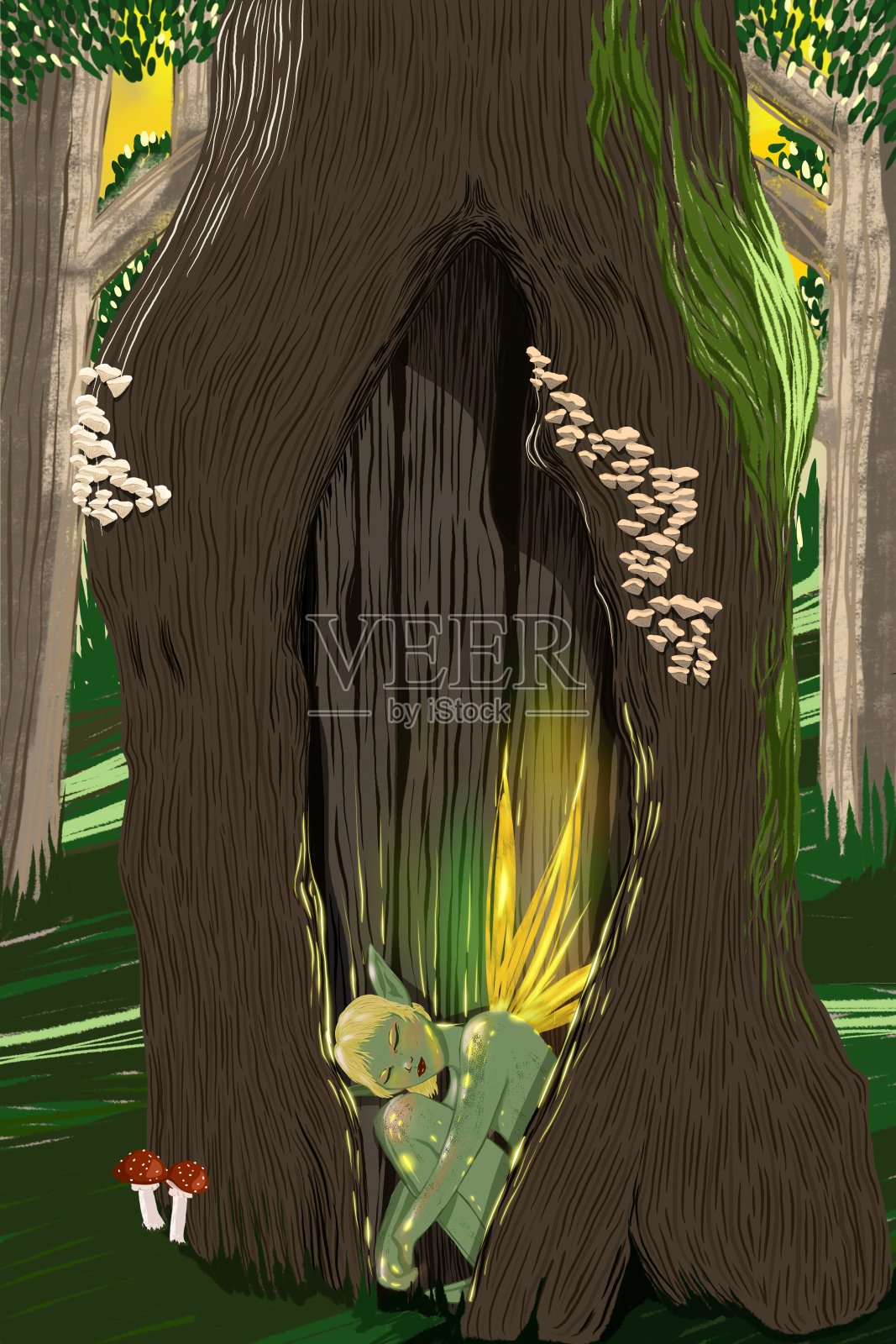 森林里的存在插画图片素材