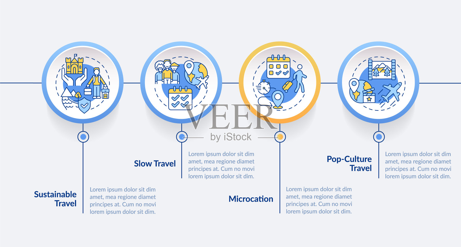 旅游趋势蓝圈信息图表模板插画图片素材