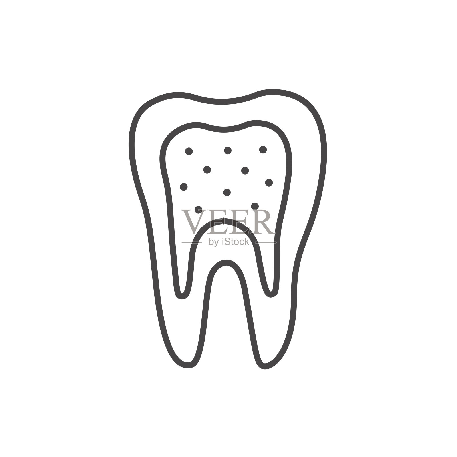 受感染的牙齿图标。龋齿图标轮廓。插画图片素材