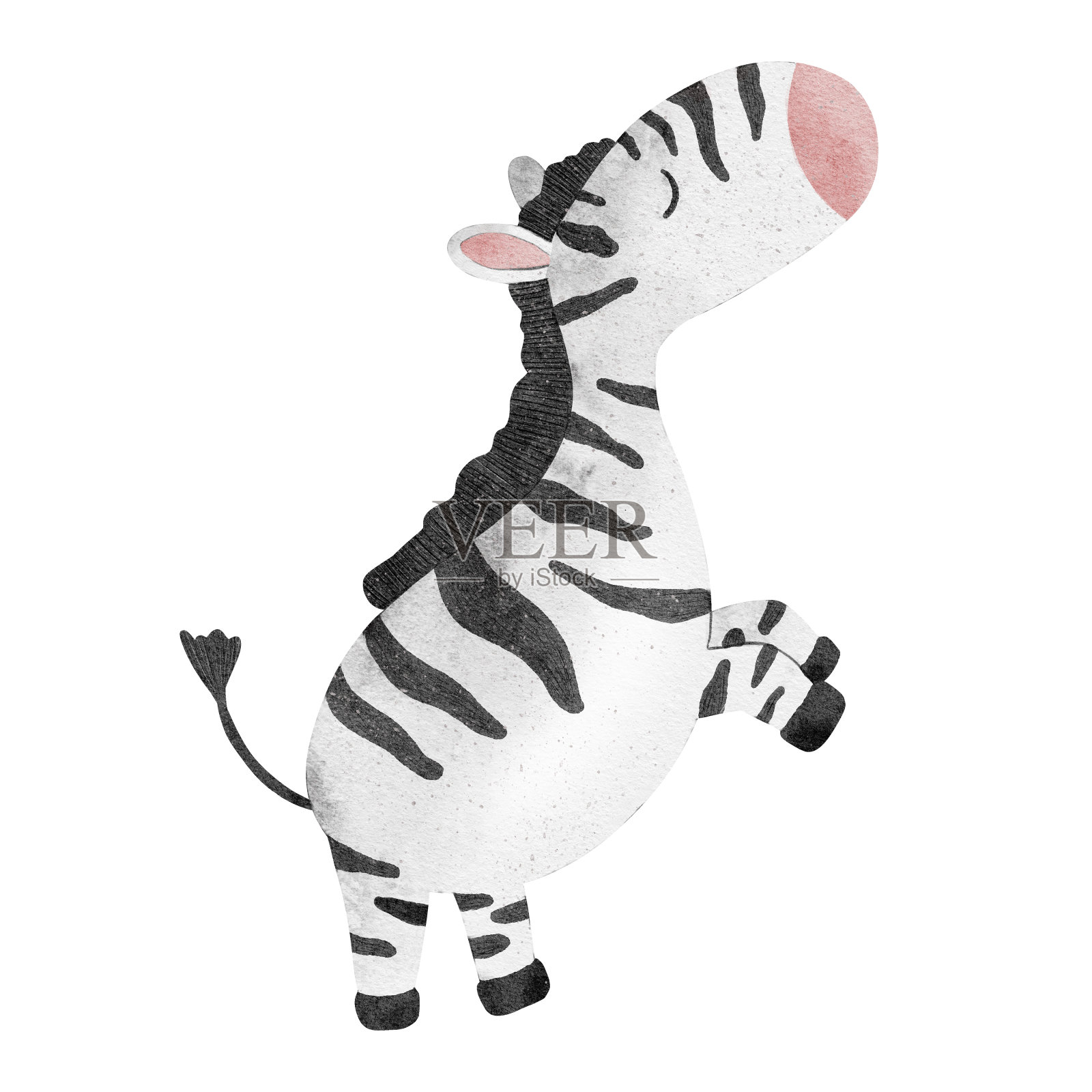 可爱的小斑马。孤立的手绘水彩非洲丛林动物插图。孩子的动物园。设计婴儿沐浴,卡片,海报,儿童用品和房间插画图片素材