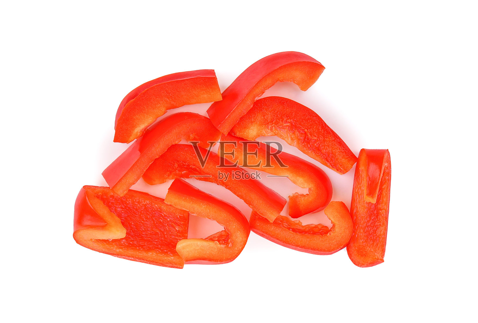 把红甜椒片和白甜椒分开照片摄影图片