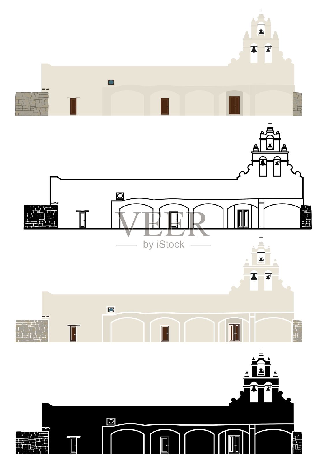 美国圣胡安卡皮斯特拉诺传教会插画图片素材