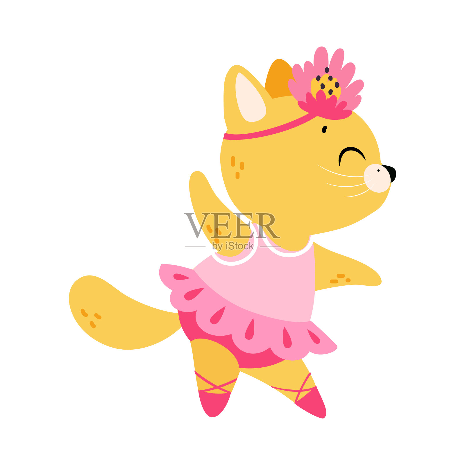 有趣的猫芭蕾舞在裙子和足尖鞋矢量插图插画图片素材