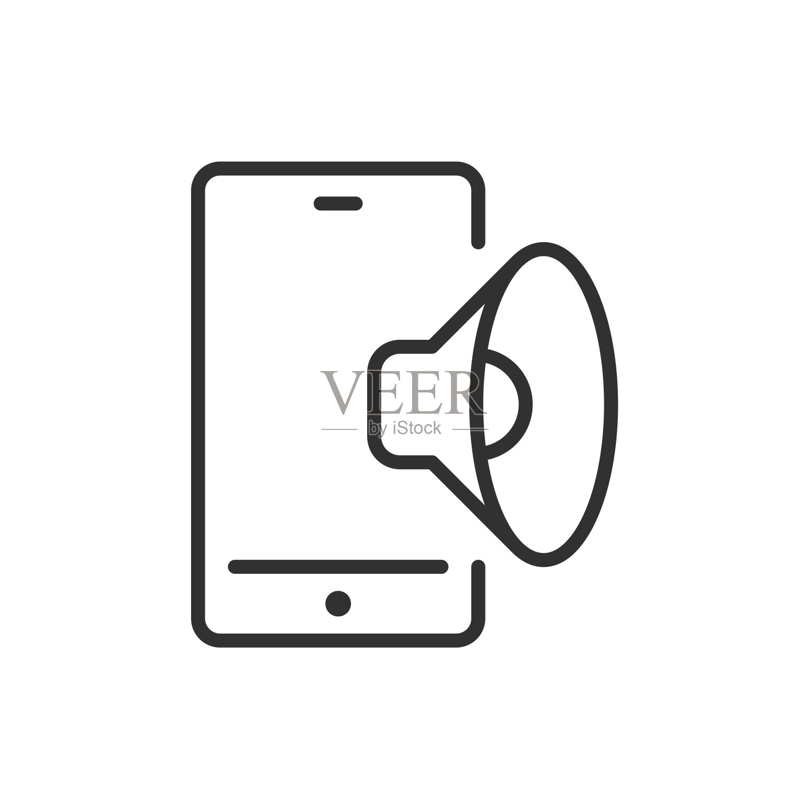 智能手机扬声器,线性图标。声音。线条可编辑的笔画插画图片素材