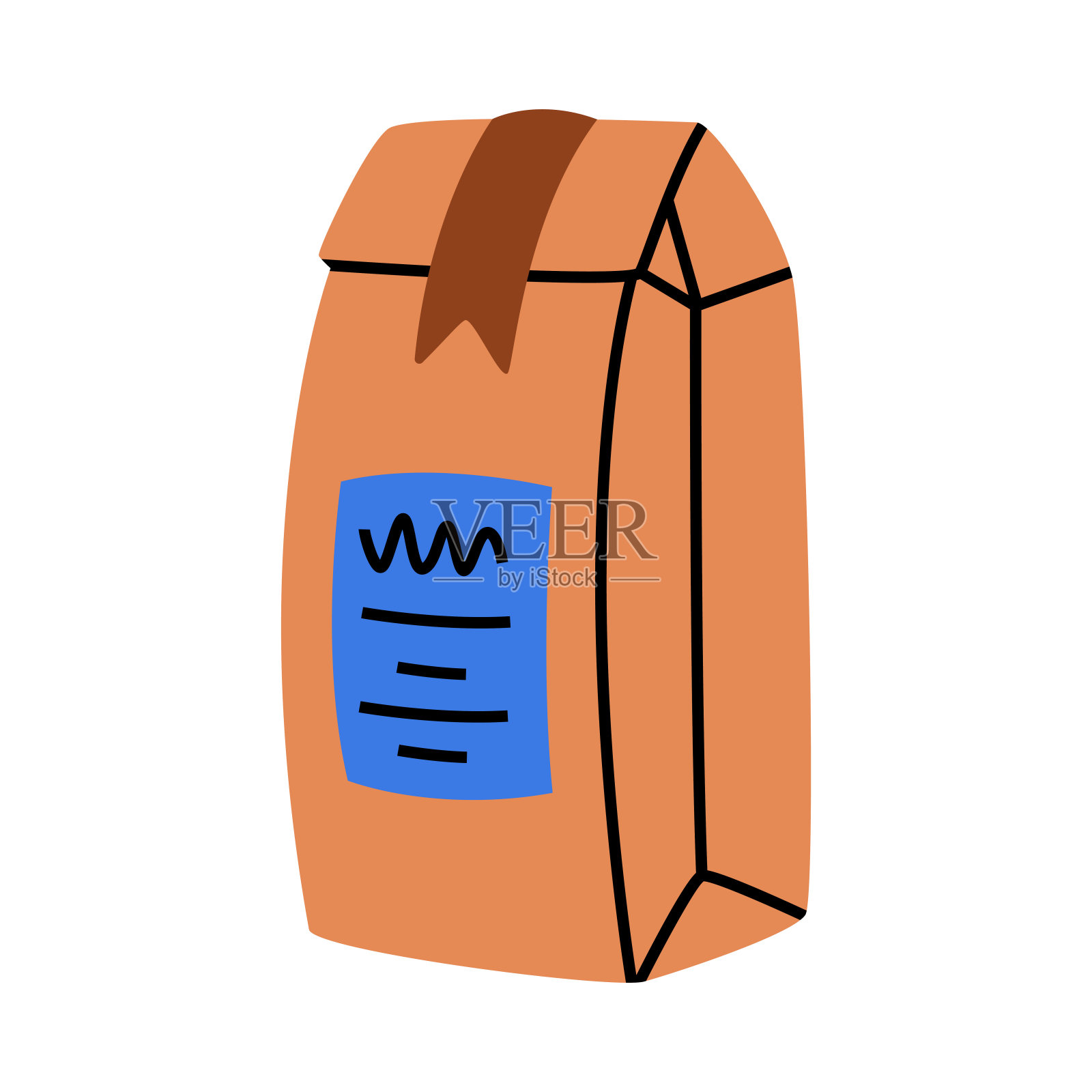 带有产品标签的咖啡棕色包装矢量插图插画图片素材