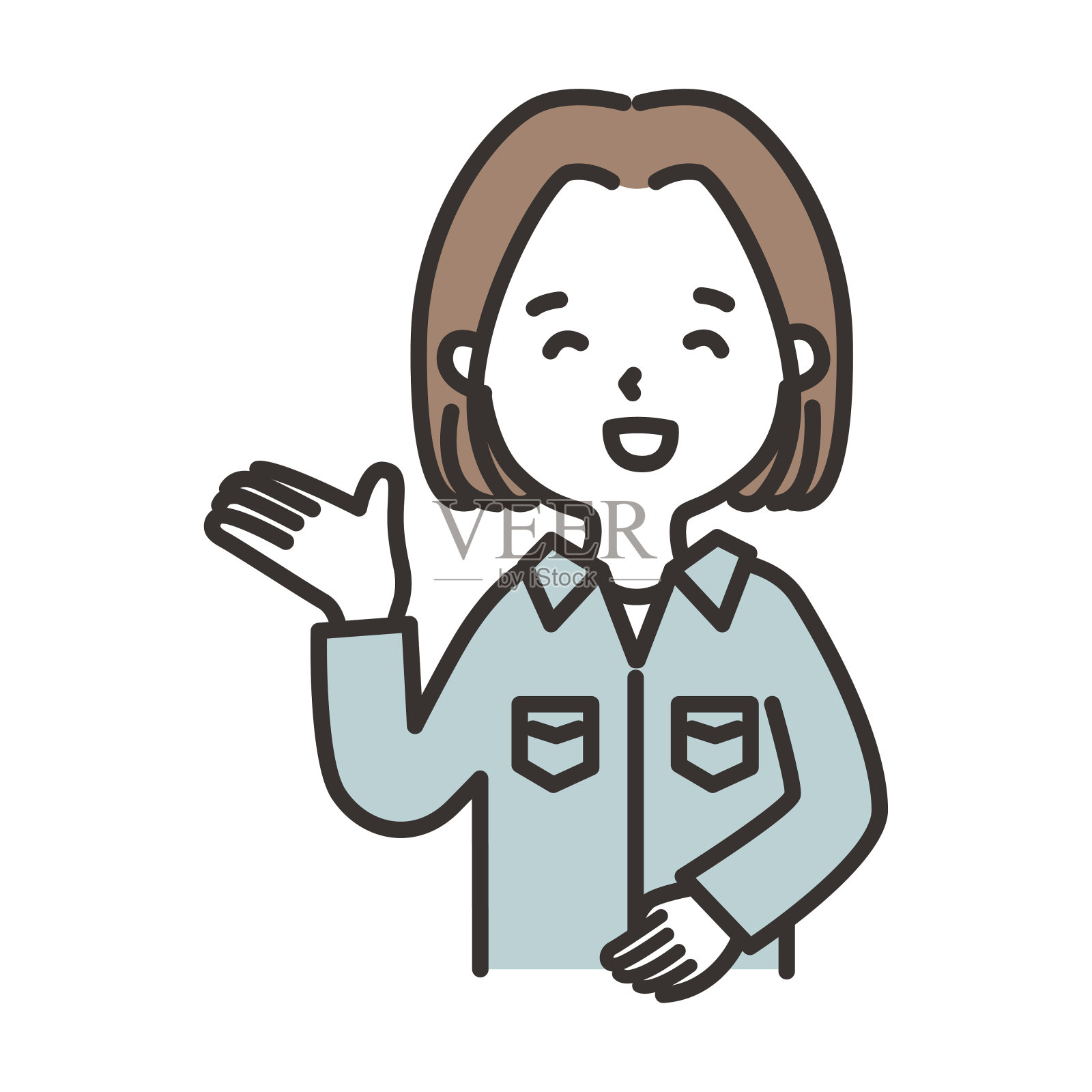 穿着工作服指路的女性插画插画图片素材