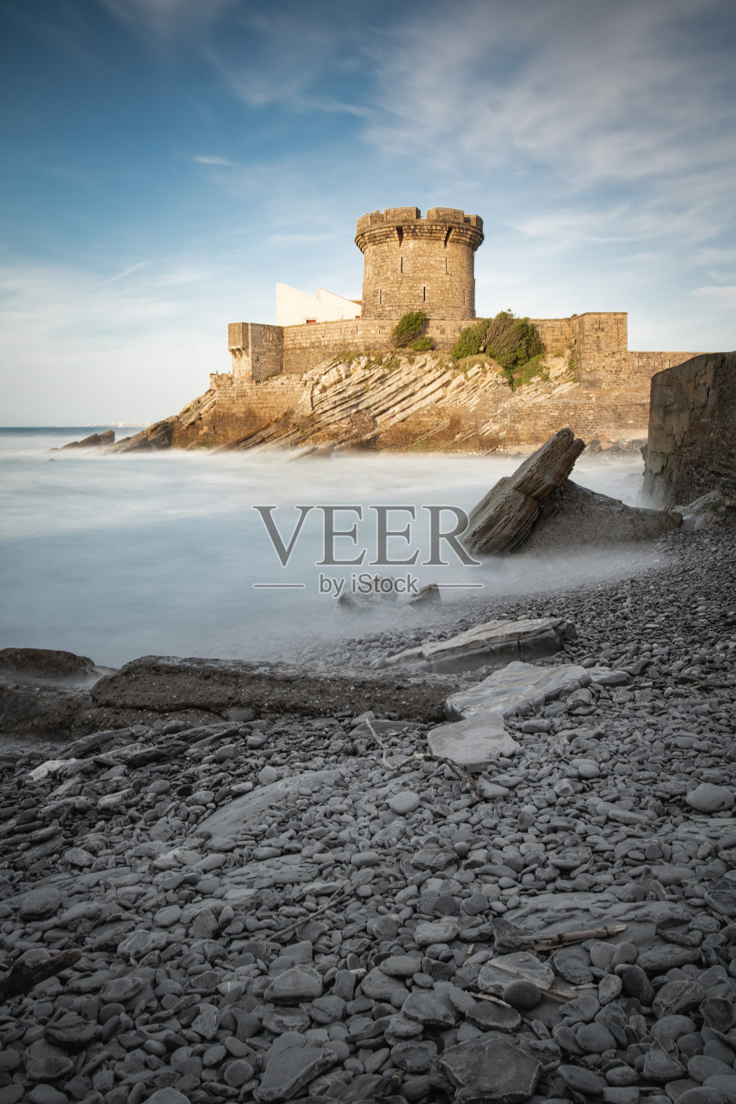 美丽的索科要塞-索科要塞在大西洋海岸长期暴露,巴斯克地区,法国照片摄影图片