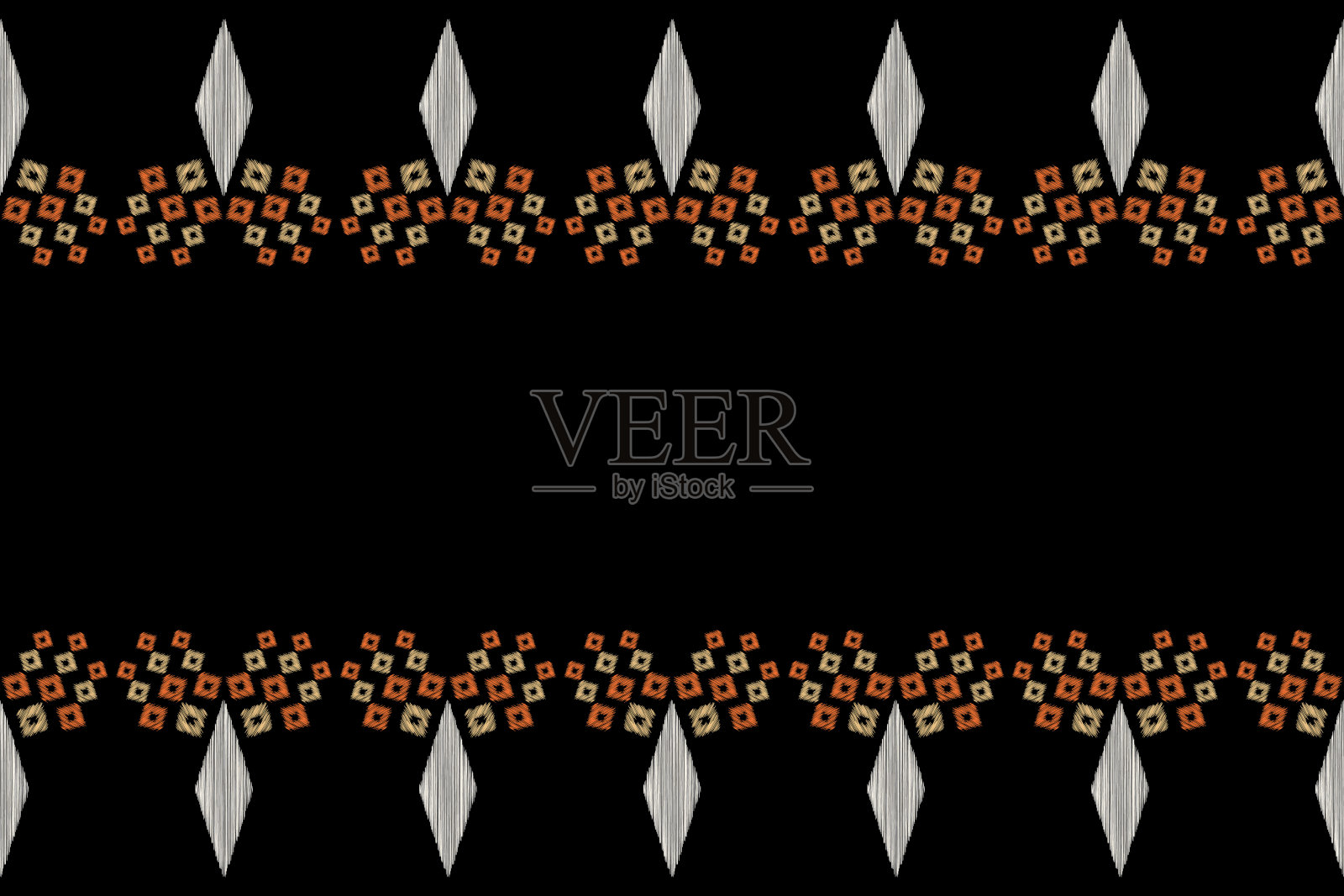 传统民族伊卡图案织物背景图案几何。非洲伊卡刺绣民族东方图案黑色背景壁纸。抽象,向量,illustration.Texture、框架、装饰。插画图片素材