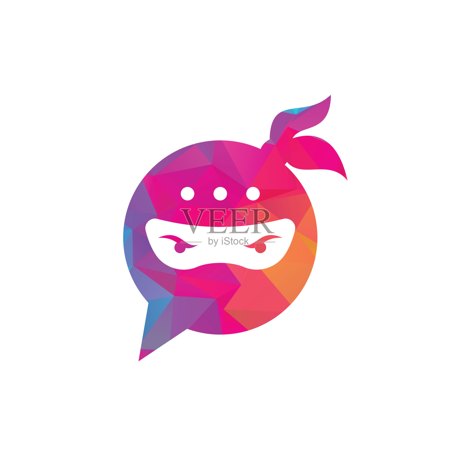 忍者聊天标志设计模板。忍者谈话标志设计图标。插画图片素材