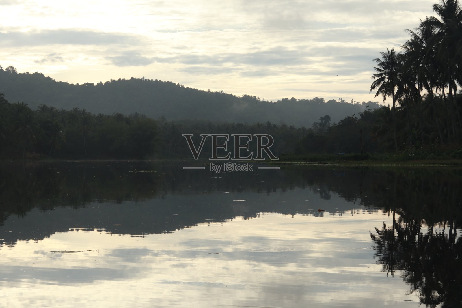 佩里蒂斯湖被树木环绕照片摄影图片