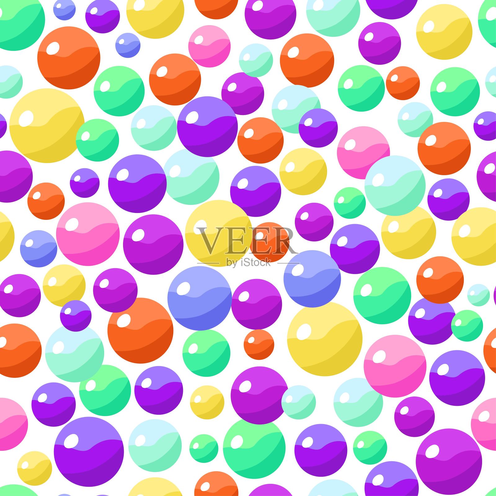 无缝图案与彩色糖果球。矢量插图。插画图片素材