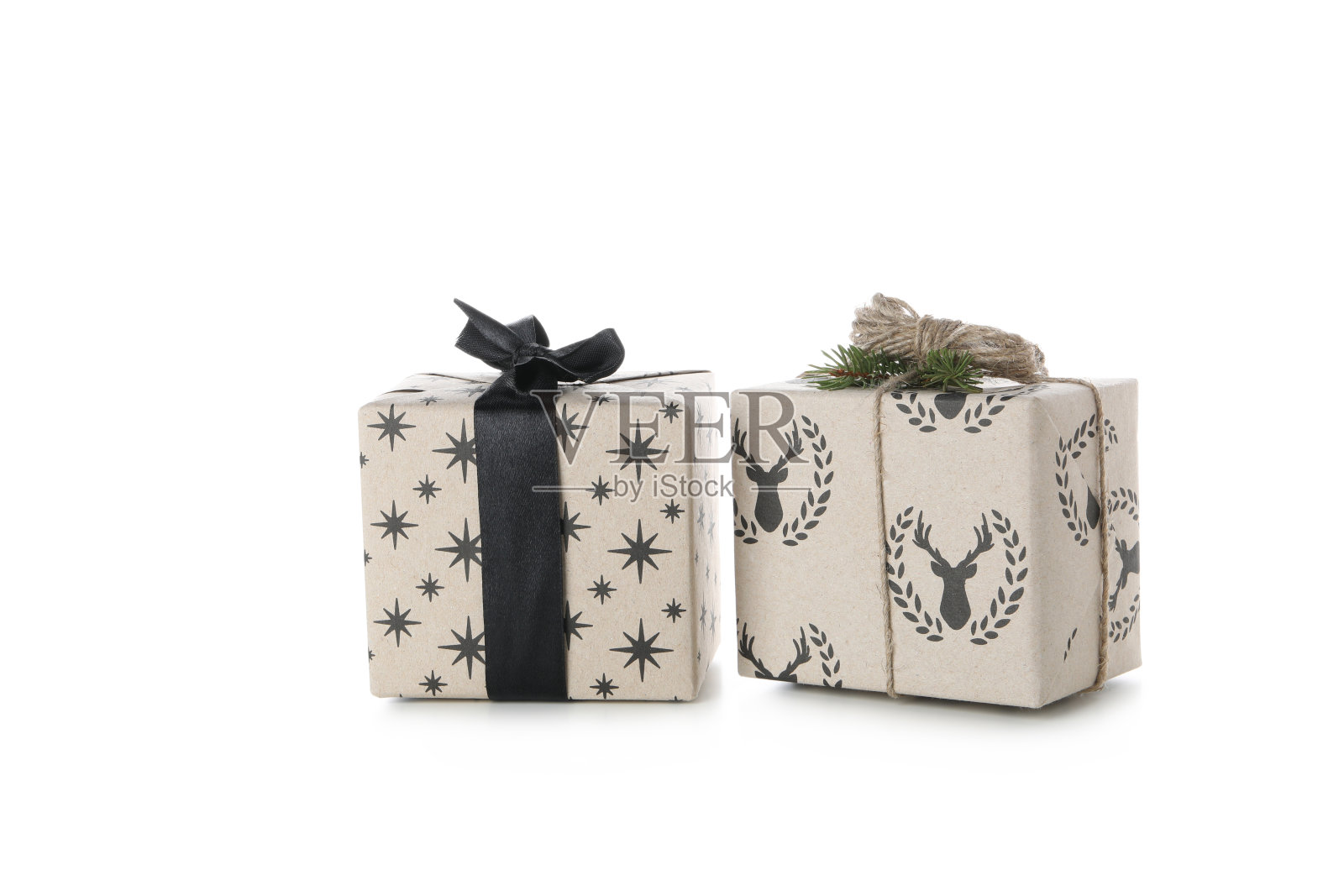 精美的圣诞礼物概念,礼品盒,孤立在白色背景上照片摄影图片