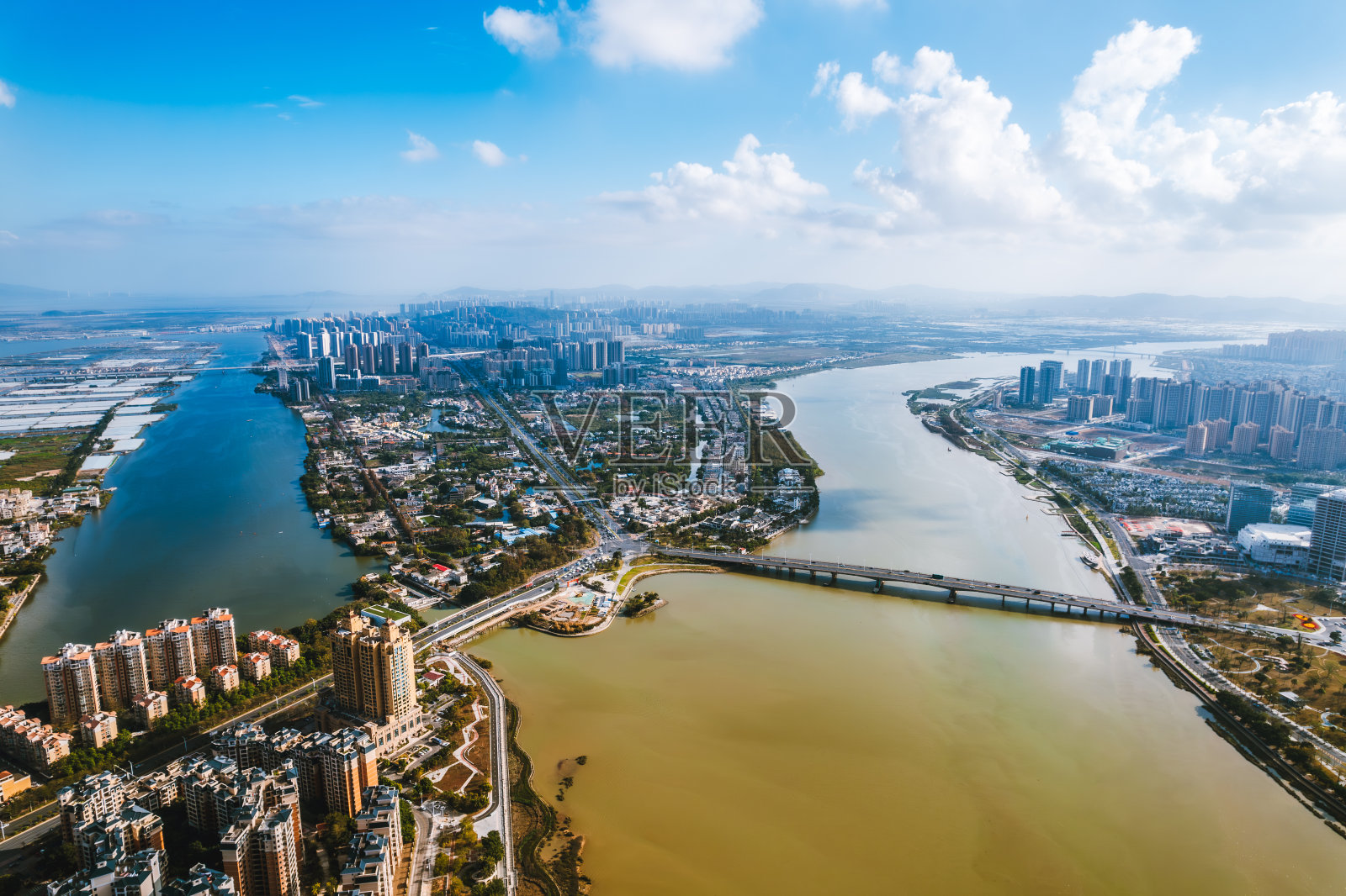 广东珠海市斗门区黄阳河剑峰大桥航拍图照片摄影图片