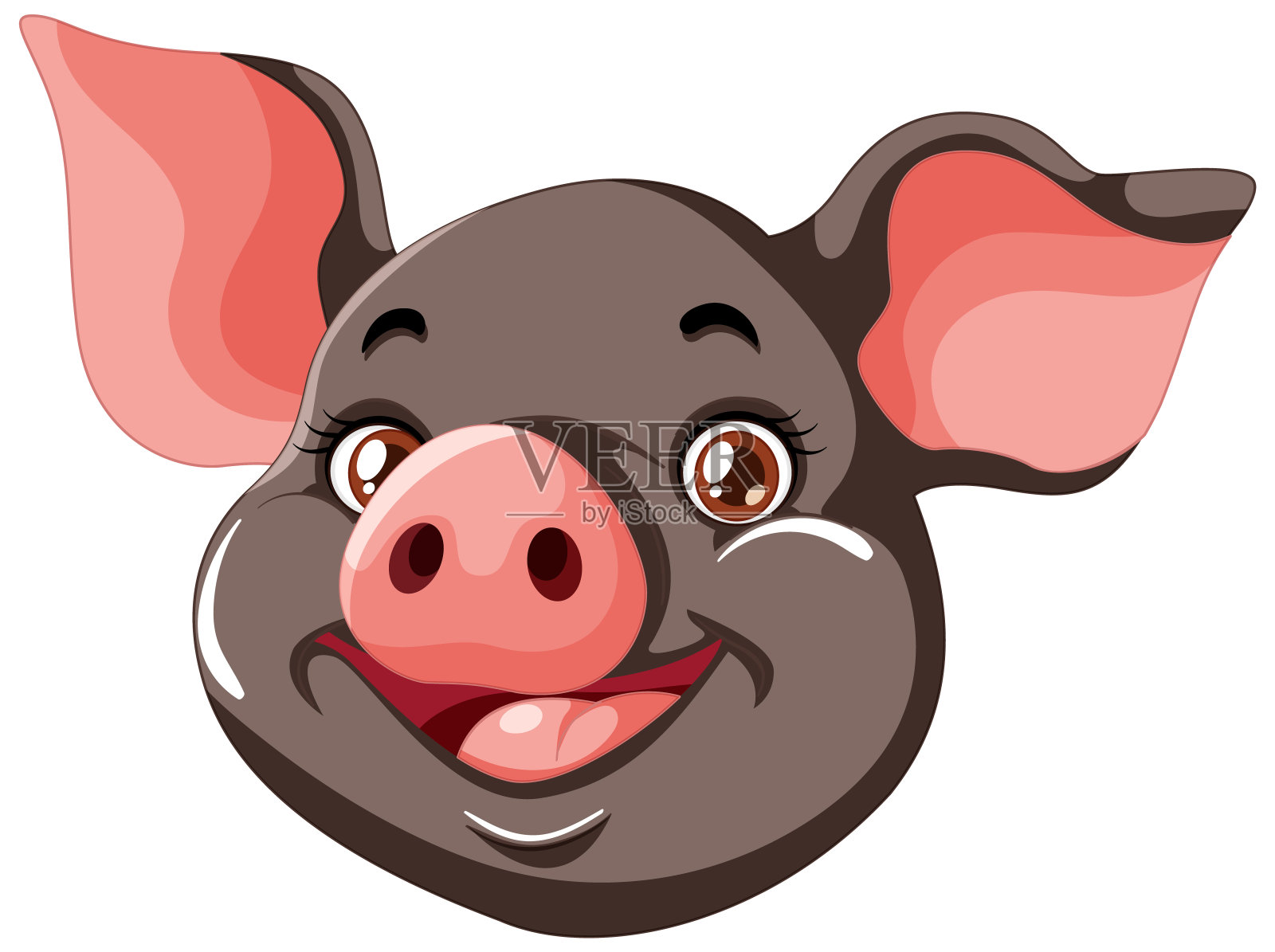 矢量图形的一个微笑的猪的脸插画图片素材