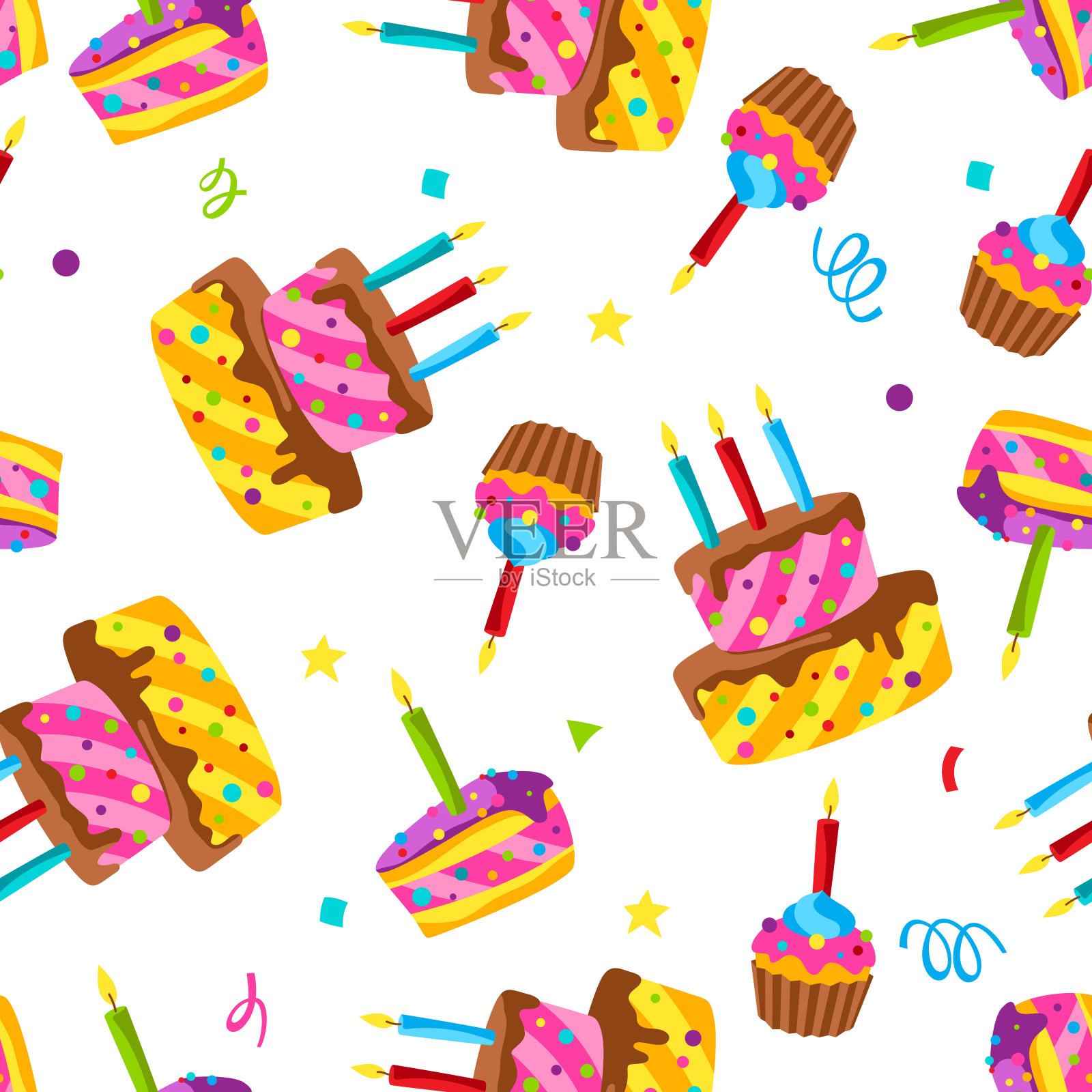 生日快乐蛋糕图案。庆祝或节日用品。插画图片素材