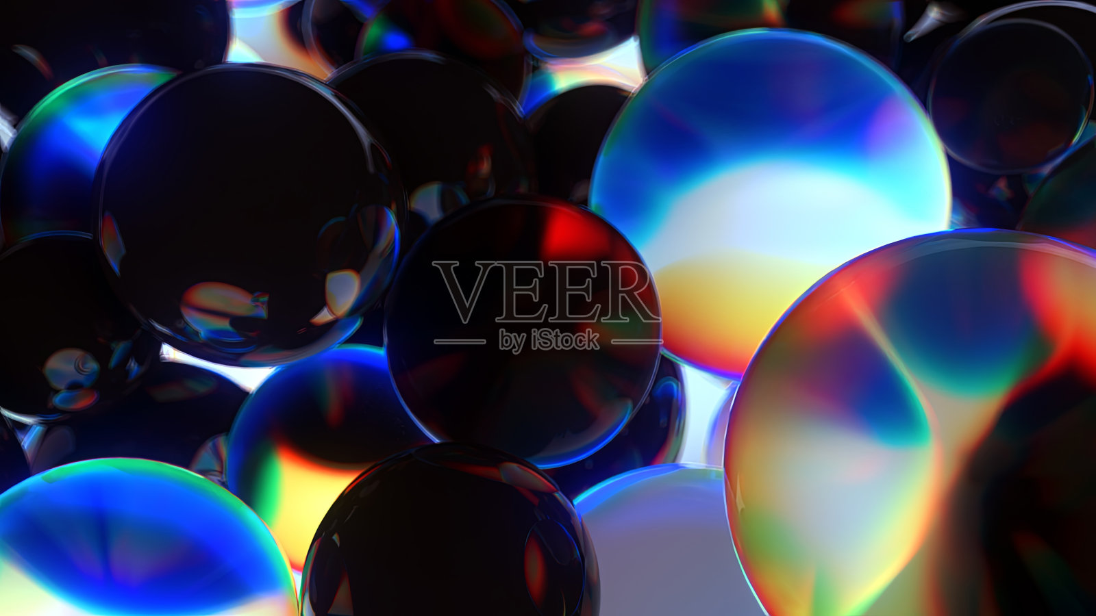 玻璃球团中的颜色折射照片摄影图片