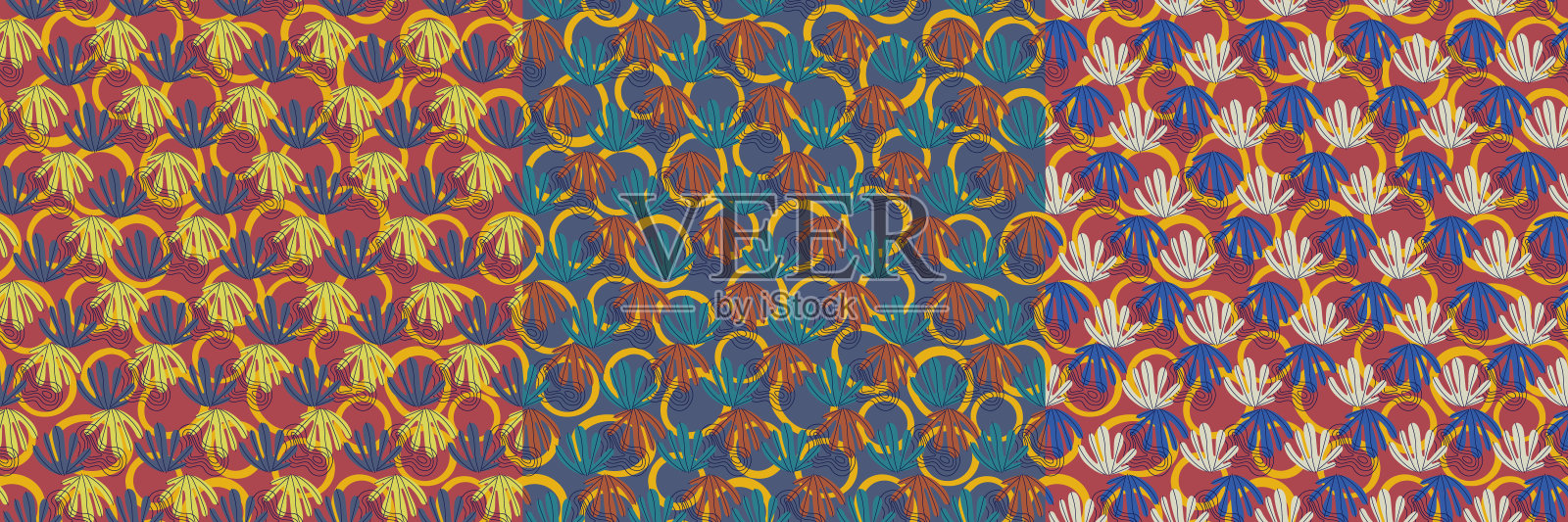 游泳叶子矢量无缝图案插图。海底世界背景收集插画图片素材