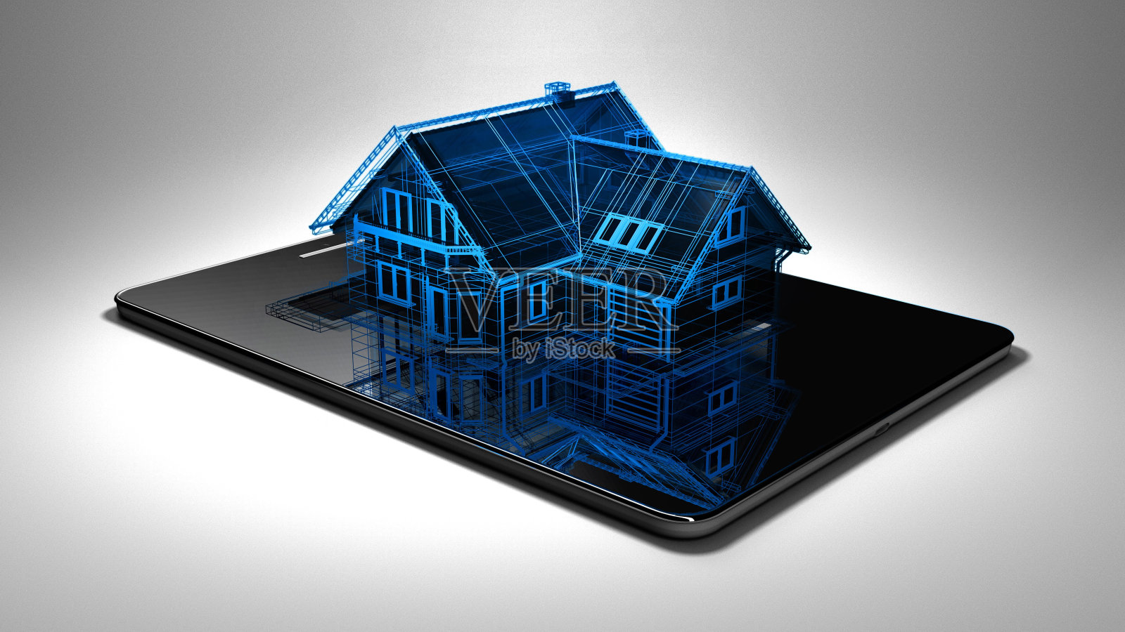 3d全息图的豪华住宅的蓝图照片摄影图片