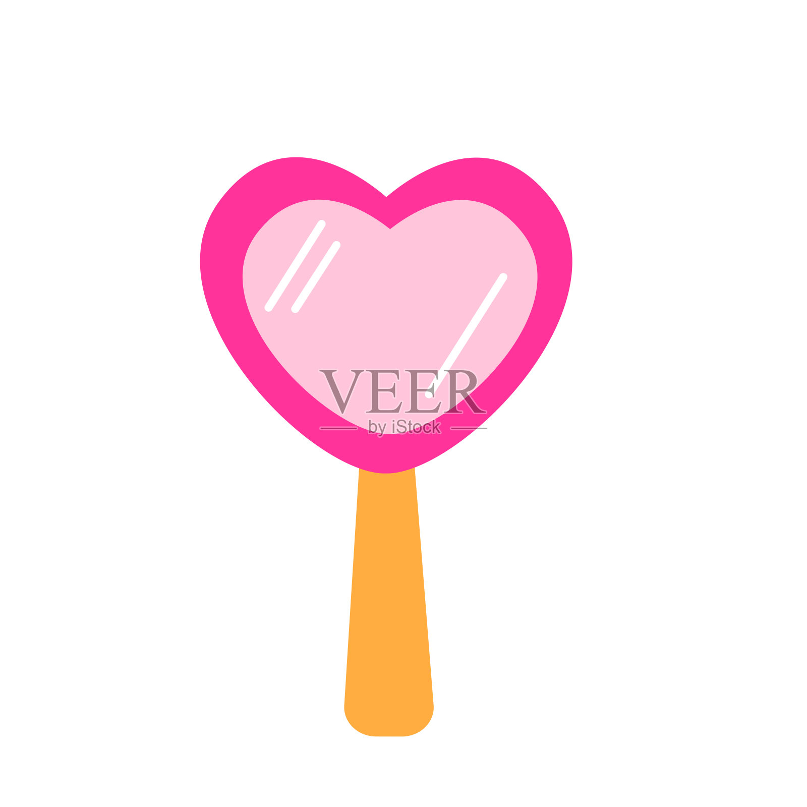 粉红色的镜面心形。可爱的粉色图标。矢量插图。插画图片素材