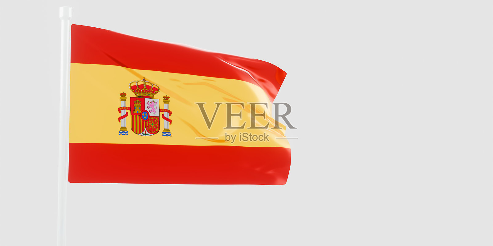 西班牙国旗的丝绸3d插图。3 d渲染。照片摄影图片