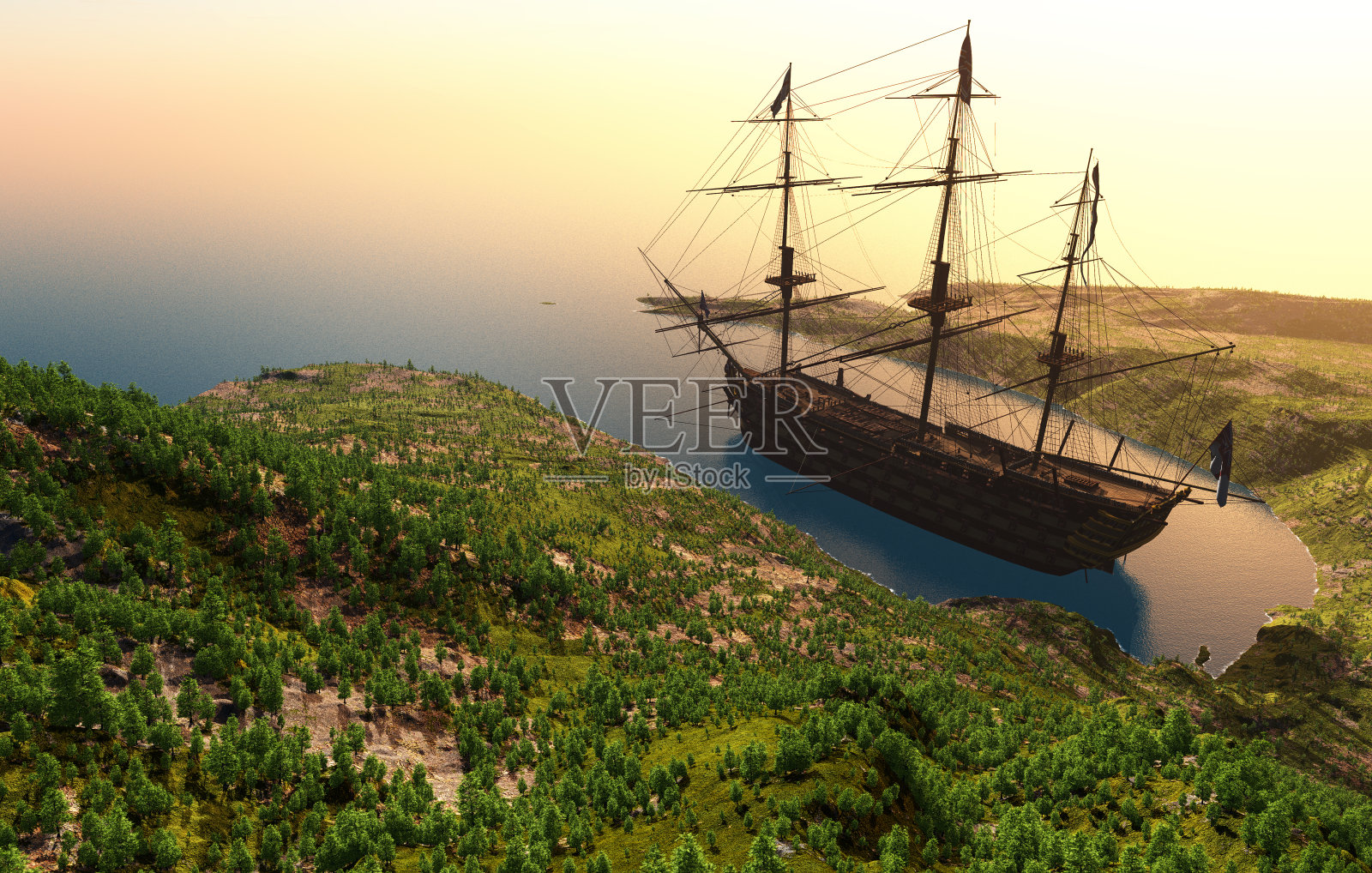 泻湖上的帆船照片摄影图片