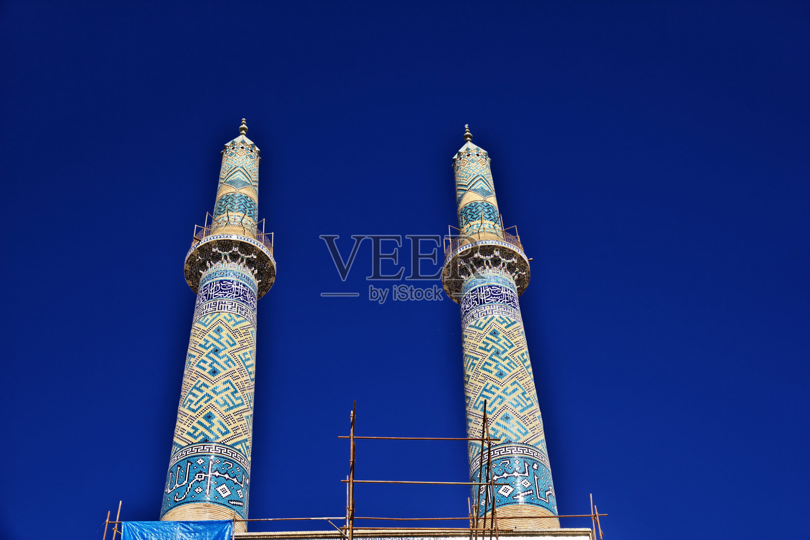 伊朗亚兹德古城的复古建筑照片摄影图片