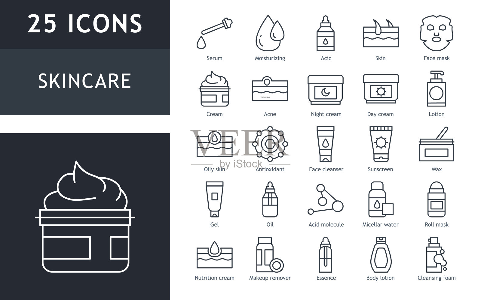 护肤线图标集。插画图片素材