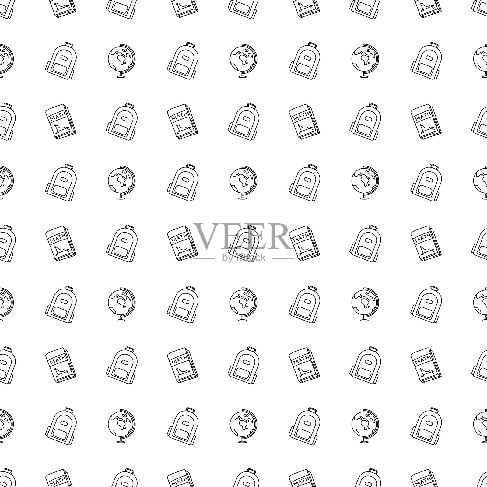 无缝学校模式。手绘涂鸦学校背景。教育的例子插画图片素材