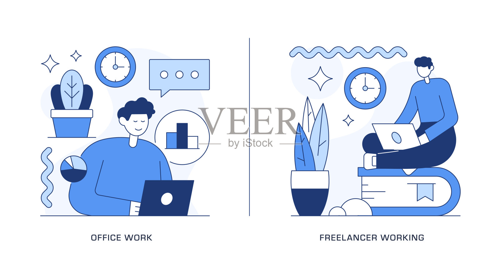 自由职业者,办公室工作插图插画图片素材