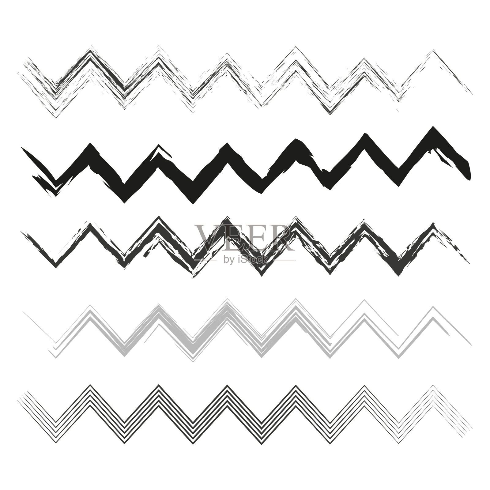 抽象的纹样。垃圾风格的笔触。单色之字形线条。艺术几何设计。矢量插图。每股收益10。插画图片素材