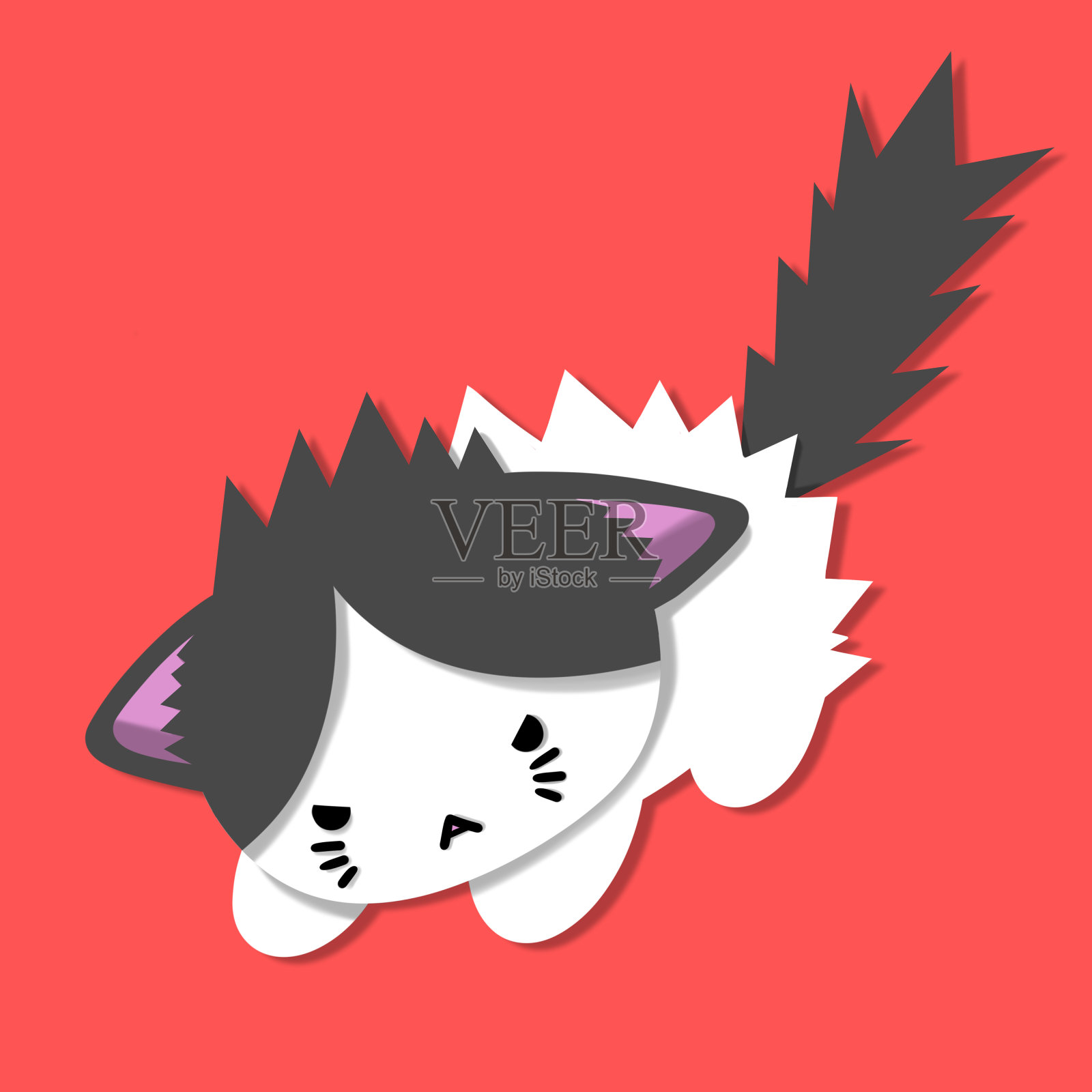 纸猫插画图片素材