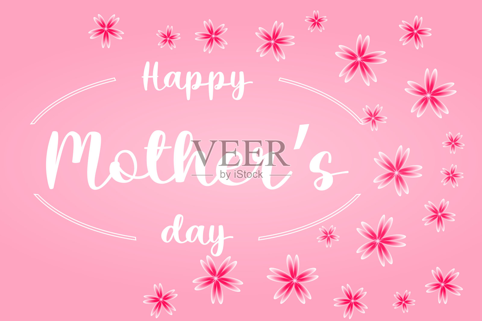 母亲节快乐横幅,白色渐变花边插画图片素材