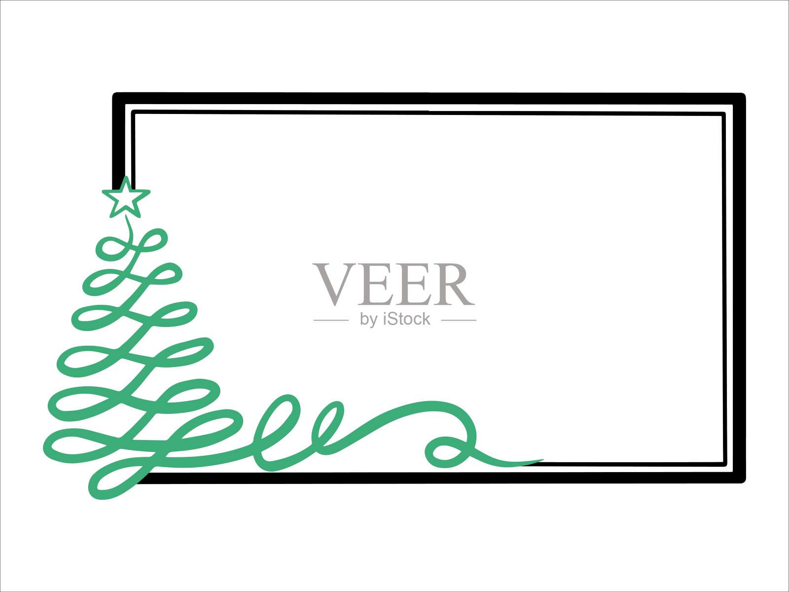 圣诞树框架背景插图。圣诞框架树背景插图。圣诞快乐框架背景插图。框架背景圣诞树插图插画图片素材