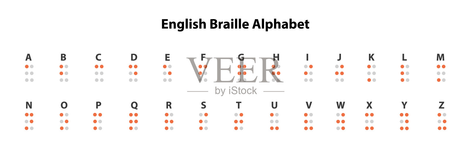 黑色盲文英文字母孤立在白色背景。英文盲文字母表。盲文字母。插画图片素材