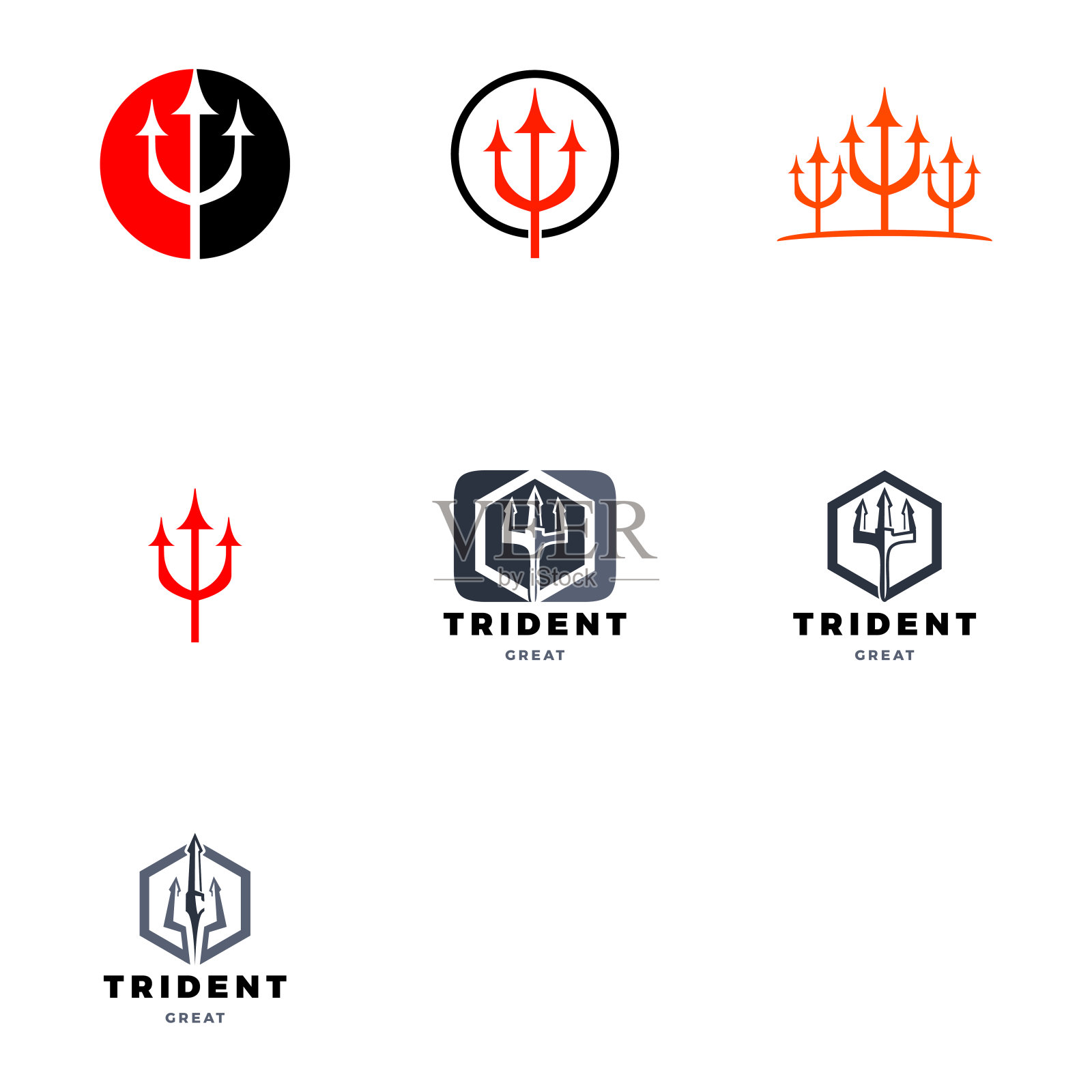 三叉戟图标设计模板集插画图片素材