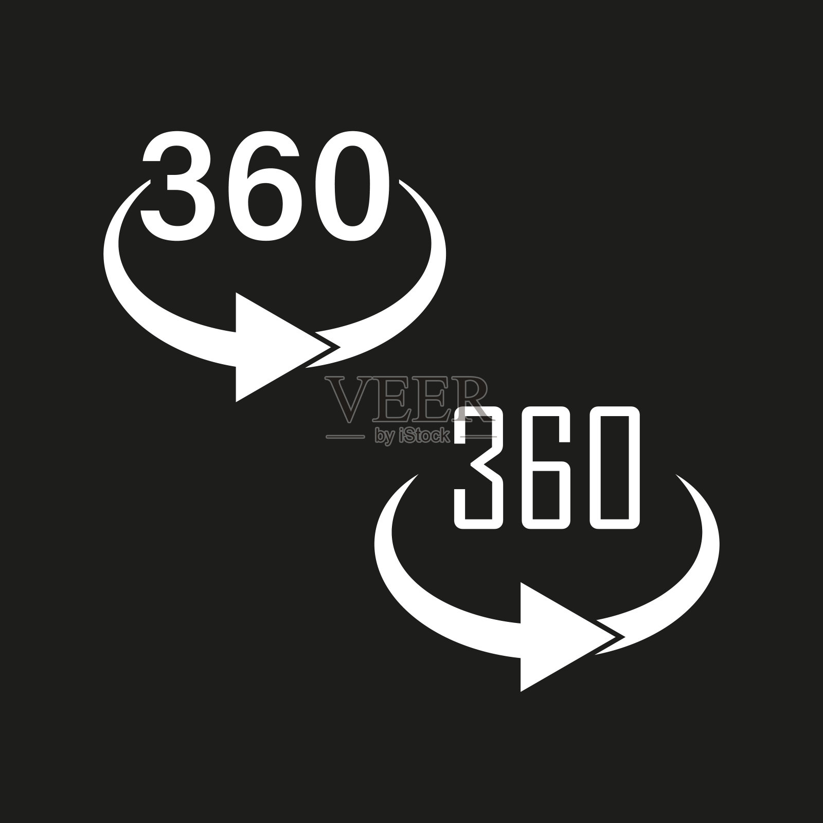 360度旋转概念。矢量全圆箭头。完成回合符号。插画图片素材