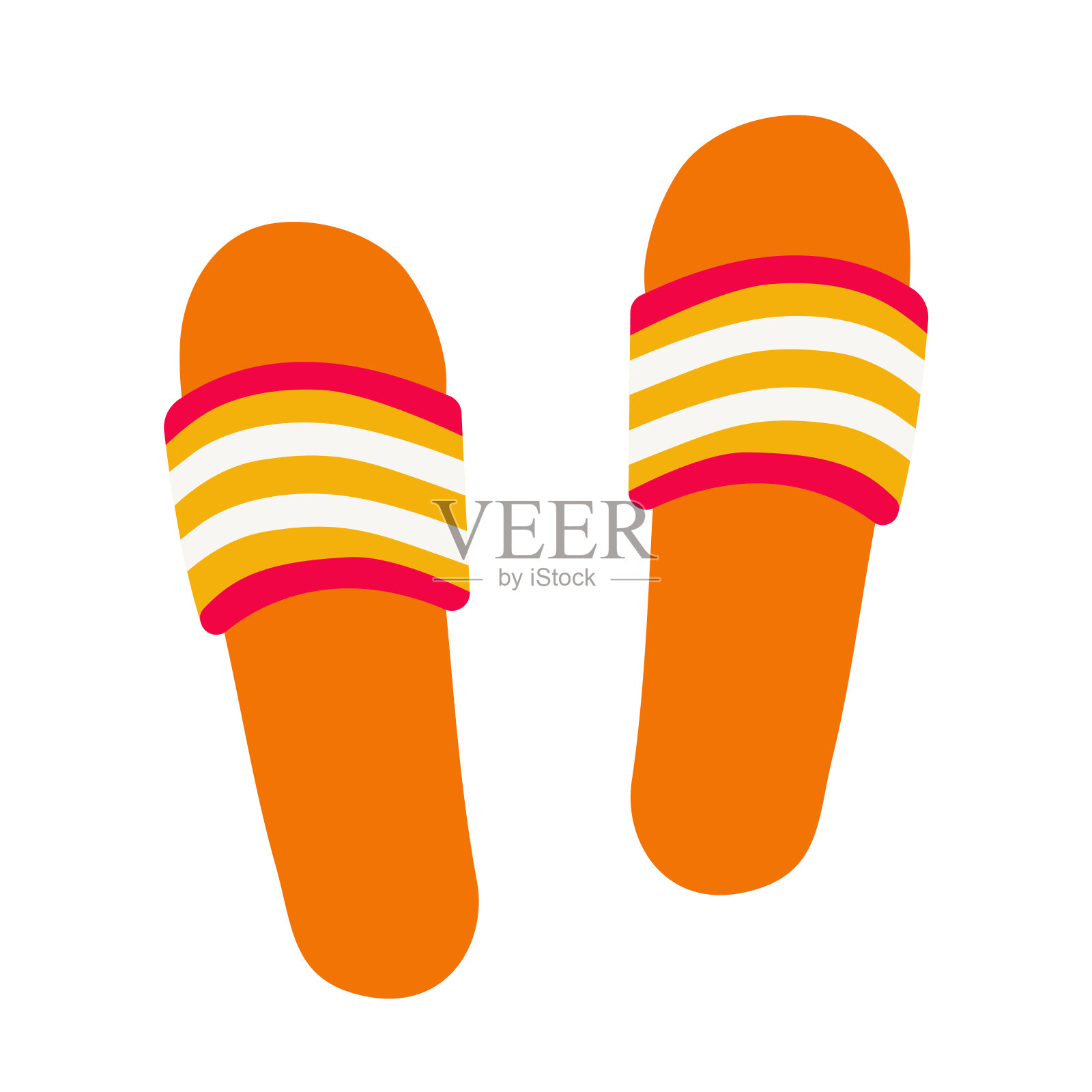 人字拖在白色背景上隔离。沙滩夏日拖鞋插画图片素材