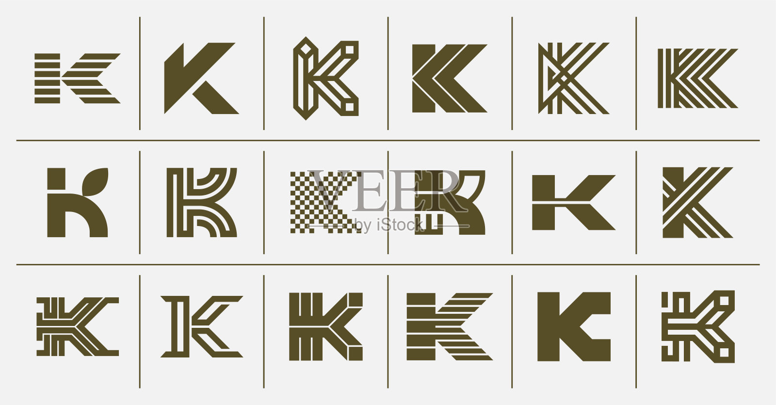 豪华线几何字母K设计集插画图片素材