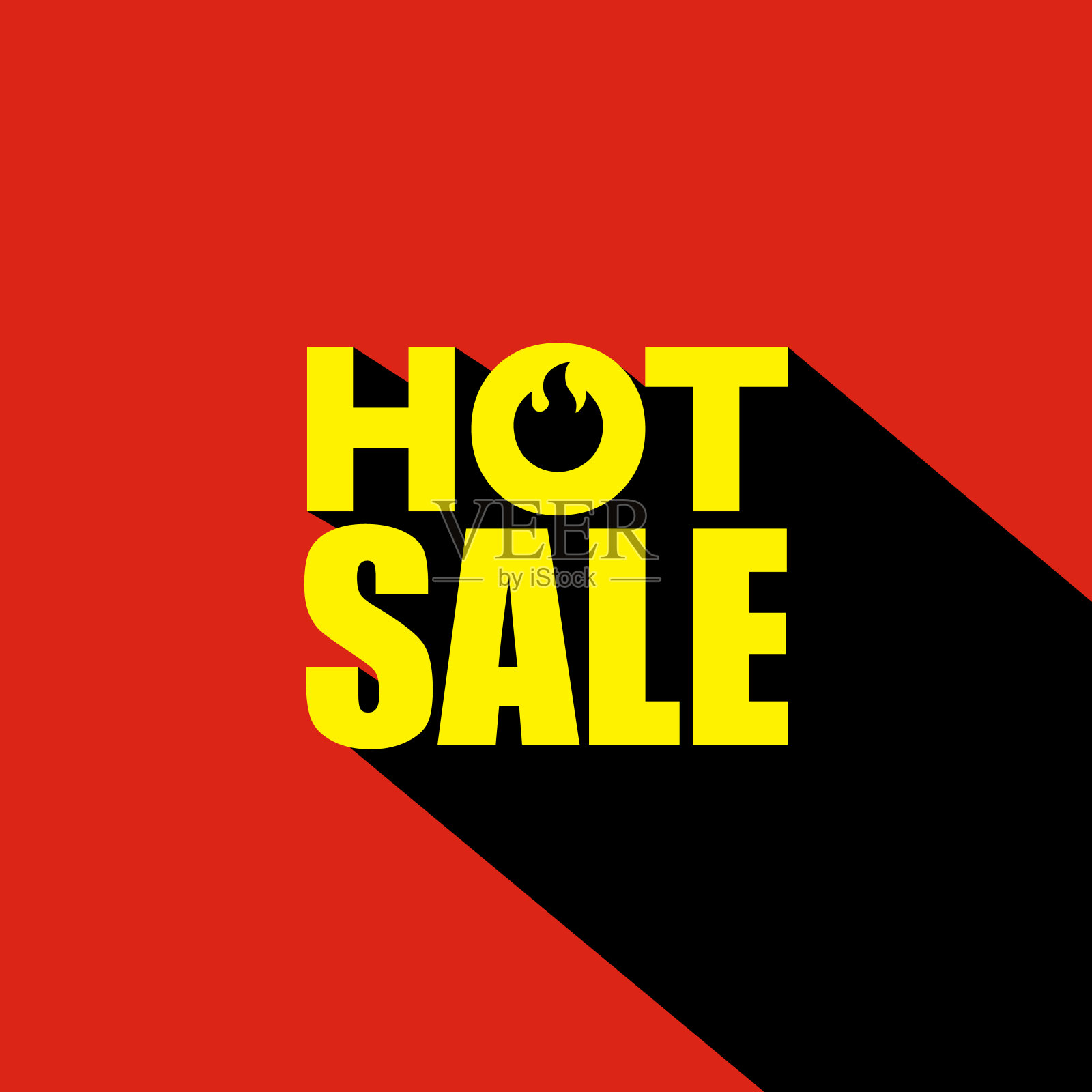 热卖标签矢量标志与火焰图标。产品广告标签设计。热门销售网页横幅,海报,模板。红色背景的帽子销售贴纸。插画图片素材