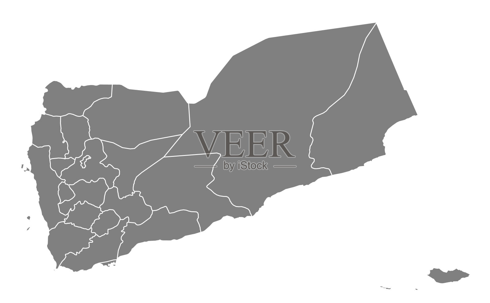 也门地图的轮廓和区域插画图片素材