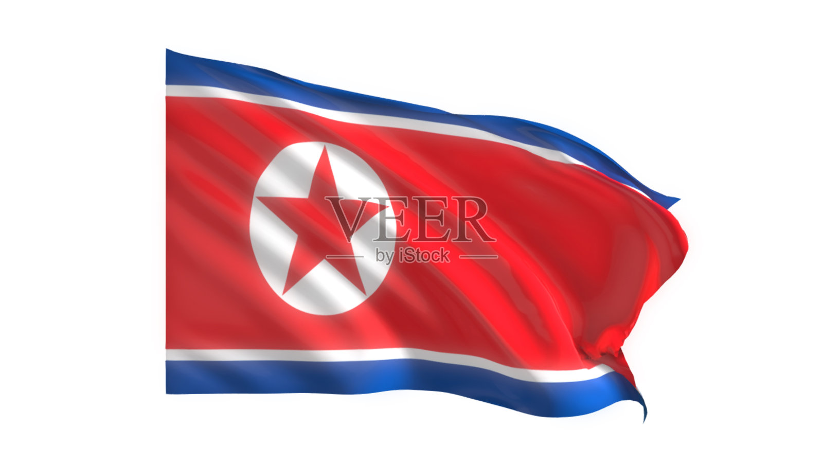 白底朝鲜国旗。照片摄影图片