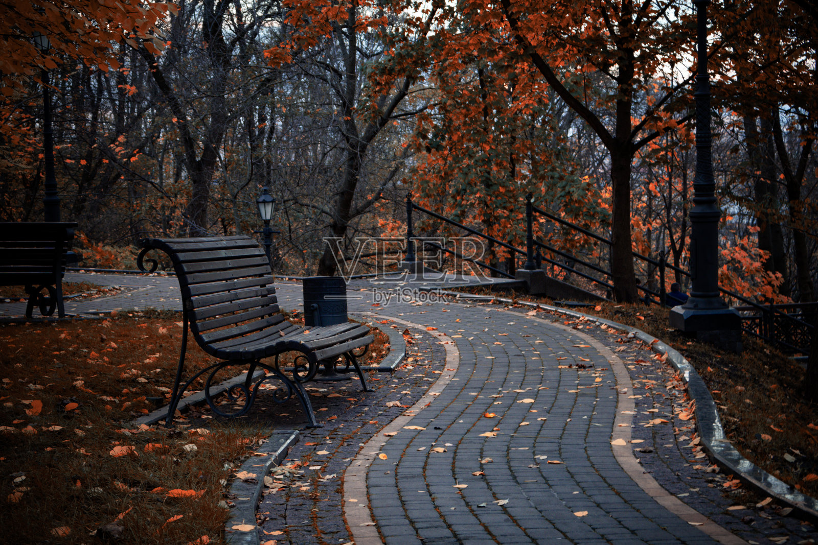 深秋空荡荡的公园照片摄影图片