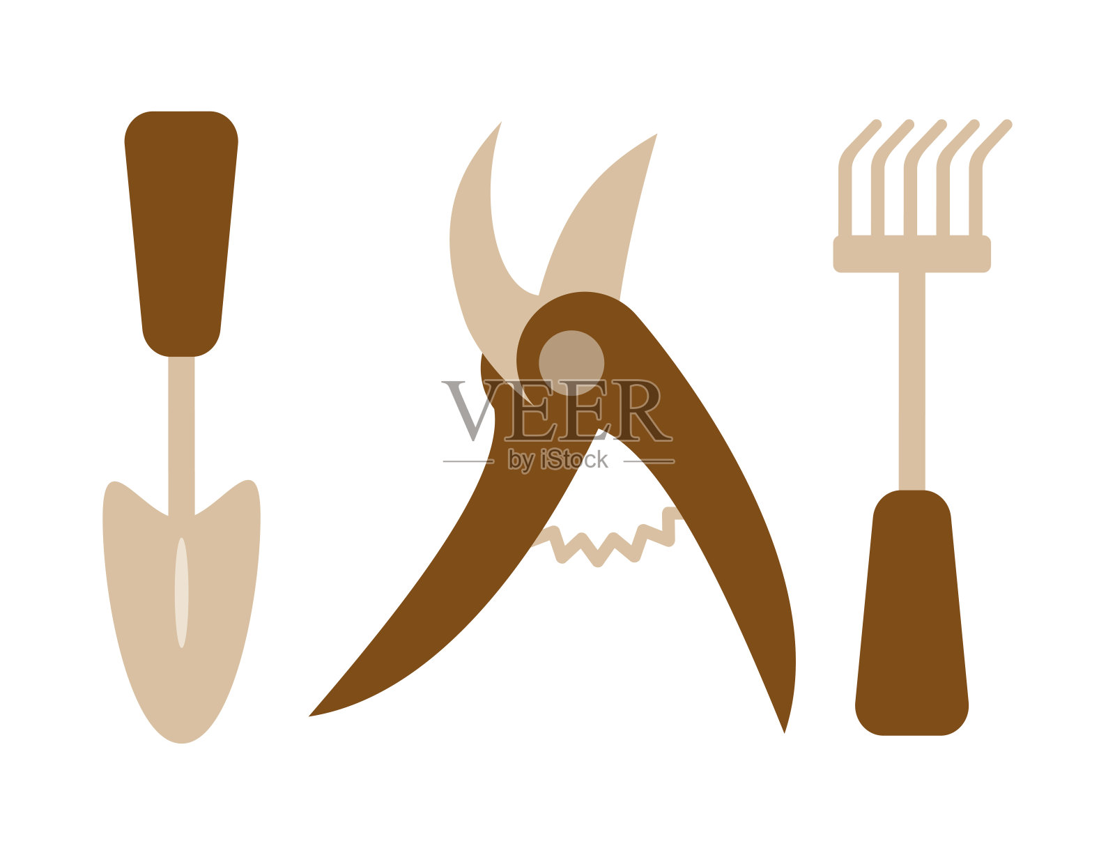 一套平面卡通风格的园艺元素。矢量插图印刷,设计,贴纸插画图片素材